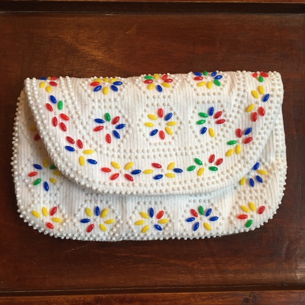 Groovy beaded vintage retro clutch